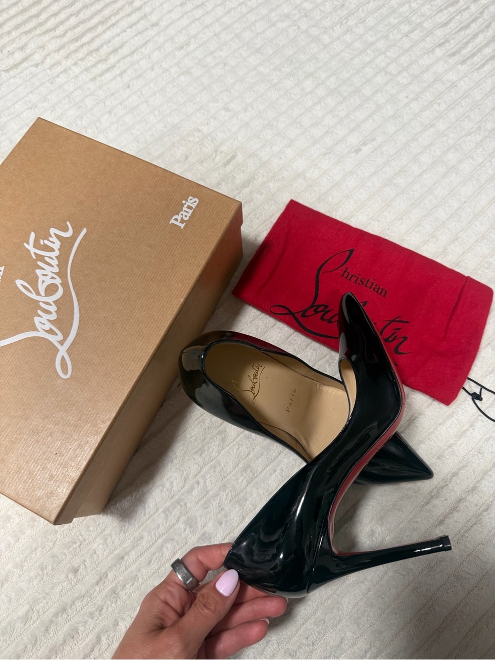 Christian Louboutin Black Patent Pointed Toe Stiletto Pumps